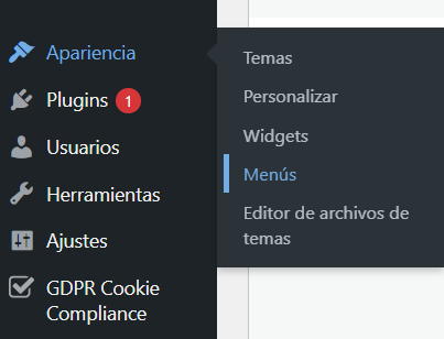 configurar menu wordpress